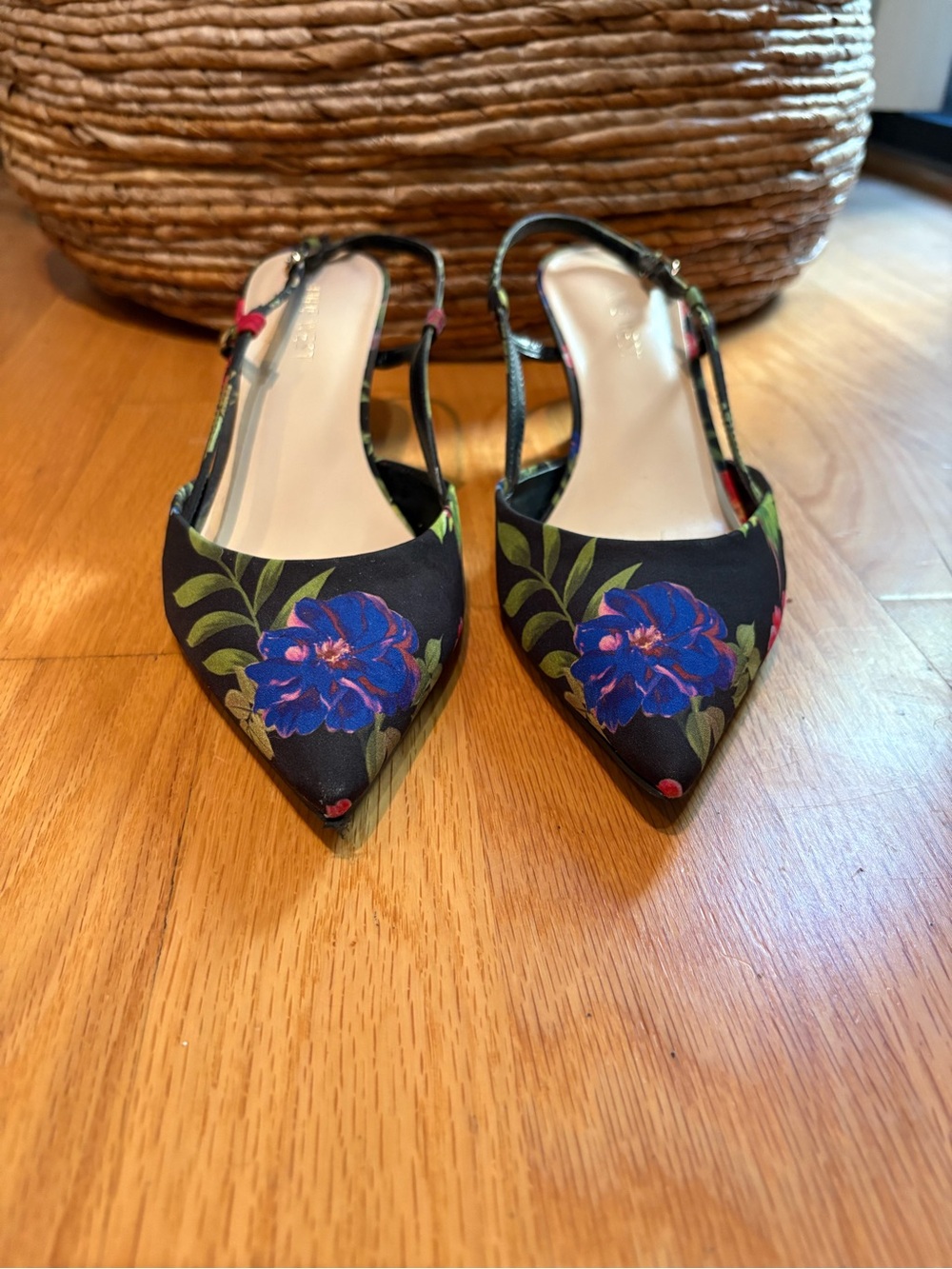 Nine West Rhonda Floral Slingback Kitten Heels